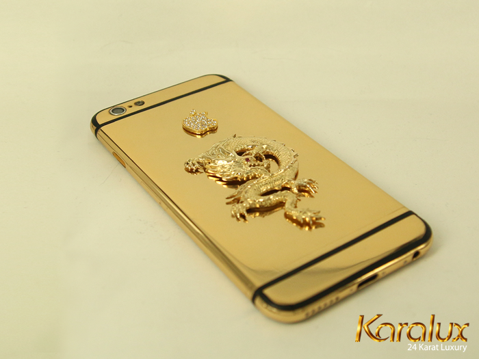 ip6 ma vang 24k | iPhone 6 đúc rồng vàng nguyên khối