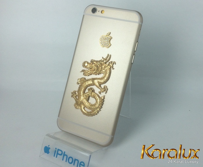 iPhone 6 mạ vàng 24K đúc rồng vàng nguyên khối