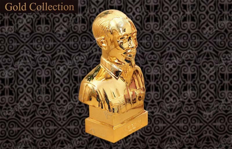 Tượng Bác dát vàng tượng bác hồ mạ vàng, tượng chân dung Bác, tược Bác bán thân mạ vàng 24k