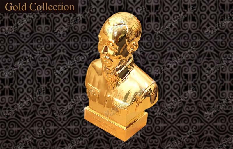 Tượng Bác mạ vàng 24k tượng bác hồ mạ vàng, tượng chân dung Bác, tược Bác bán thân mạ vàng 24k