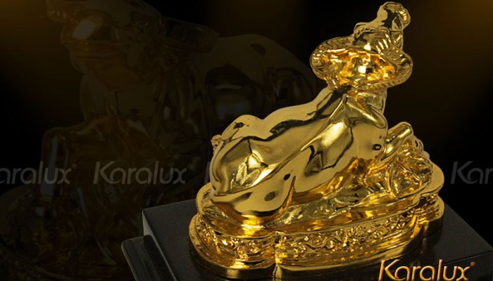 Tượng trâu phong thủy MẠ VÀNG, Quà tặng cho người tuổi Sửu