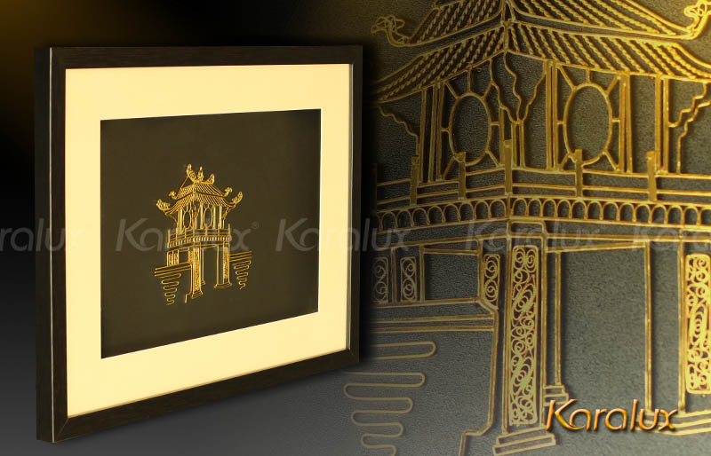 Bức tranh Khuê Văn Các mạ vàng 24K | Quà tặng biểu tượng của Hà Nội cho du khách